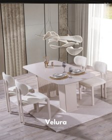 Resim Tress Yemek Odası Takımı Yemek Masası + 4 Adet Sandalye Kırık Beyaz 