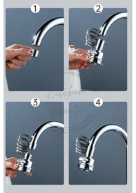 Resim Hortumlu Krom 3 Fonksiyonlu Mutfak Lavabo Başlığı Uzayabilen 360 Derece Döner Musluk Ucu Tasarruflu 