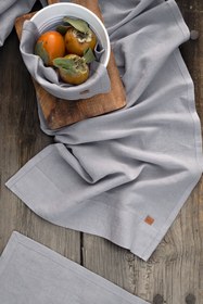 Resim Keten Runner Gri - Gri / 45x160 