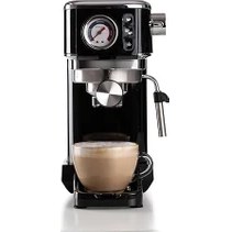 Resim Espresso Slim Metal 1381, Manometreli Kahve Makinesi, Kahve Tozu ve Ese Kapsülleri ile Uyumlu, 15 Bar Max, Filtre 1 Veya 2 Fincan, Cappuccino Başlığı, 1300 W, Siyah 