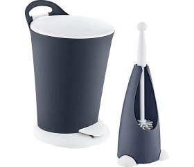 Resim Smartware Penguen Pedallı Çöp Kovası ve Klozet Fırçası Set Antrasit 