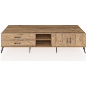 Resim Kronos Tv Ünitesi 2 Raflı 2 Çekmeceli 2 Kapaklı 220x59x51 Çam-çam Atlas Çam/atlas Çam - Atlas Çam 