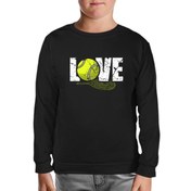 Resim Tenis - Love Raket ve Top Siyah Çocuk Sweatshirt 