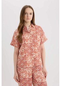 Resim DeFacto Regular Fit Desenli Kısa Kollu Gömlek C9621AX25SPOG269 