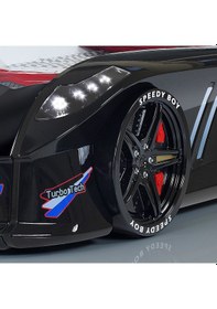 Resim Setaymobilya Arabalı Yatak, Jaguar Rüzgarlıklı Kumandalı Siyah Arabalı Yatak 