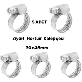 Resim 30x45mm Paslanmaz Çelik Hortum Boru Tesisat Kelepçesi 5 Adet 