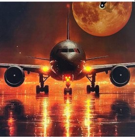 Resim Isıklı Duvar Saatı Ucaklı Siyah 