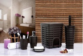Resim Primanova palm 5 prç.pls. banyo seti takımı kahverengi 