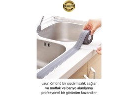 Resim Premium Gri Ocak Tezgah Kenarı Banyo Mutfak Sızdırmaz Bant Su Geçirmez Küfe Dayanıklı 3,2 mt 1 Adet 