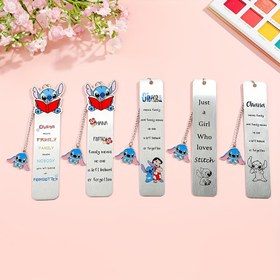 Resim 1 adet Disney Lisanslı Sevimli Karikatür Yıldız Bebek Stitch Renkli Paslanmaz Çelik Kitap Ayracı, Stitch Pandantifli, Dayanıklı, Çok Renkli, Kitap Severler, Okul, Ofis Malzemeleri 
