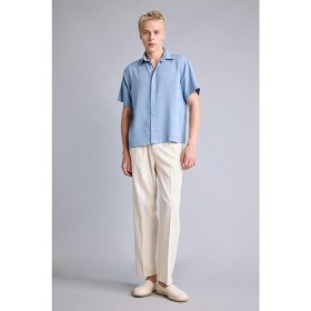 Resim DeFacto Regular Fit Tencel Kısa Kollu Mavi Gömlek E2530AX26SM 