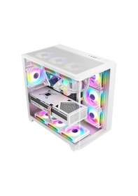 Resim Dragos Ocean Curved Pro 750W 80+ Temperli Cam Atx Mid Tower Oyuncu Bilgisayar Kasası Beyaz 