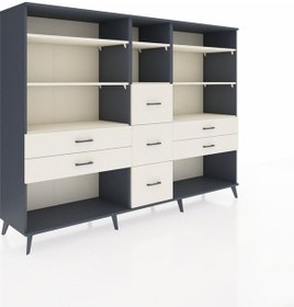 Resim Hyperion Dolap 8 Raflı 7 Çekmeceli 220x44x163 Antrasit-aytaşı Antrasit-aytaşı 