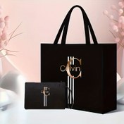 Resim 2'li - Moda Kadın Harf Baskılı El Çantası Seti - Geniş Kapasiteli El Çantası - Tekli El Çantası, Uyumlu El Çantası ile Birlikte Gelir, Hafif ve Geniş - Elde Yıkanabilir, Günlük Geziler, Plaj, İş Seyahati için Uygundur 