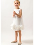 Resim Miniğimin Cicileri Tül Fırfır Detaylı Yaka Büzgülü Çantalı Kı... Beyaz 