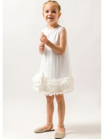 Resim Miniğimin Cicileri Tül Fırfır Detaylı Yaka Büzgülü Çantalı Kı... Beyaz 