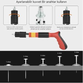 Resim İYİSİYOK KM332-R Barutlu Beton Demir Sunta Çivi Tabancası Yuvarlak Manuel Ayarlanabilir Susturucu Çelik Çivi 