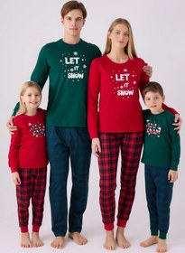 Resim Pimody Aile Konsept Kırmızı Alt Ekose Anne Kız Pijama Takım(Anne Kız Farklı Satılmaktadır) 