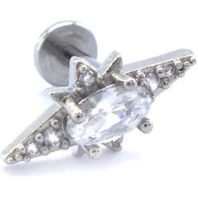 Resim Ferizz 316l Çelik Zirkon Taşlı Kutup Yıldızı Piercing Prc-156 Gümüş 