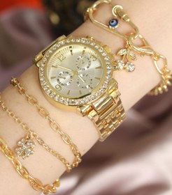 Resim Spectrum Paslanmaz Çelik Gold Renk Taşlı Kasa Saat(SADECE SAAT) 