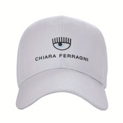 Resim FERRAGNI Chiara Ferragnies Beyzbol Şapkası - Erkekler ve Kadınlar için Ayarlanabilir Baba Şapkası, Beyaz Siyah Göz Logolu, Şık Dış Mekan Yaz Giyimi, Ayarlanabilir 