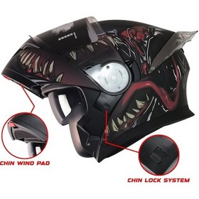 Resim Motoanl Free- M Ece 22.06 Sertifikalı Güneş Vizörlü Çene Açılır Motor Kaskı 