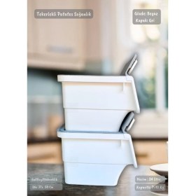 Resim Jet’s Home 2’li Gri Tekerlekli Sebzelik Patates Soğan Sepeti Modern Organizer Patateslik Basic Soğanlık 24 L 