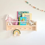 Resim Emta Beyaz Naturel Ahşap Raf Askılık 50 cm 