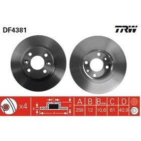 Resim TRW DF4381 Fren Diski On (WA349962) (Fiyat:2 Adet İçindir) 