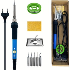 Resim 9 adet Ayarlanabilir Sıcaklık Elektrikli Lehimleme Demir Aracı Seti, Tamir Aracı Seti, Ev Kaynak DIY El Kitabı Seti 