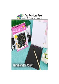 Resim Gökkuşağı Kazıma Defteri Sihirli A6 10x15 Cm 1 Paket 10 Sayfa Spiralli Scratch Note Spralli Siyah Sihirli Resim Defteri Siyah 