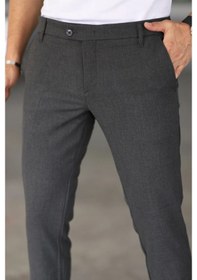 Resim Mero Life Erkek Antrasit Italyan Kesim Slim Fit Kaliteli Esnek Likralı Bilek Boy Kumaş Pantolon Antrasit 