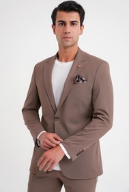 Resim Efor Comfort Fit Çift Yırtmaç Pamuk Karışım Dokulu Tütün Blazer Ceket C 722 