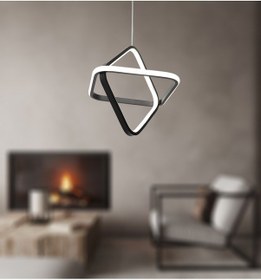 Resim Tt316-Sy Tt Aydınlatma 2Kare Modeli Mat Siyah Led Avize 