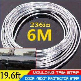 Resim 6M/236.22in Araba Kapı Krom Kaplama Trim Şerit Kenar Çizik Koruyucu Kapak Şerit Rulo Krom Stil Kaplama Trim Şerit 