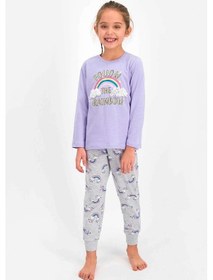 Resim Roly Poly 2455 Kız Çocuk Follow The Rainbow Lila Uzun Kol Pijama Takımı Lila 