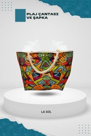 Resim La Sol Desenli Plaj Çantası ve Bucket Balıkçı Şapka (fermuarlı) 