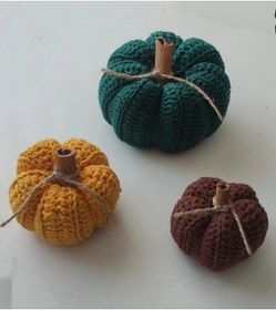 Resim İpek Yıldızı El Emeği Örgü Dekoratif Süs Kabak Yeşil Sarı Kahve 