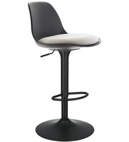 Resim Bürocci Nadya Bar Sandalyesi - Beyaz Deri - Mat Siyah Ayaklı Yüksek Bar Taburesi - 9537y0109 Beyaz 