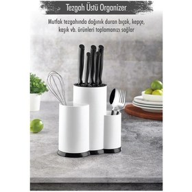 Resim Tezgah Üstü Beyaz Kaşıklık & Bıçaklık & Kepçelik & Organizer Beyaz 