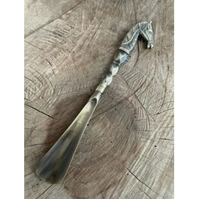 Resim Tuna Antik Sarı Ayakkabı Çekeceği Pirinç Ayakkabı Çekecek Kerata 28CM 