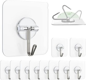 Resim AEE® 10 Adet Şeffaf Duvar Askısı İz Bırakmayan Güçlü Yapışkanlı Kapı Arkası Banyo Mutfak Düzenleyici Metal Kanca Askılık 