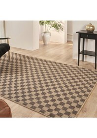 Resim Kaşmir Halı Kilim Jüt Dorne Brown Salon Mutfak Halısı Yolluk Kahverengi 