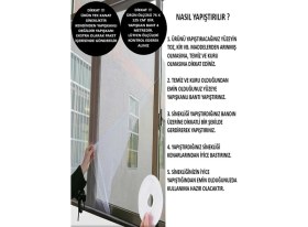 Resim Sineklik Pencere Cam Tül Sineklik Yapışkan Bantlı Tek Kanat Böcek Sinek Önleyici 