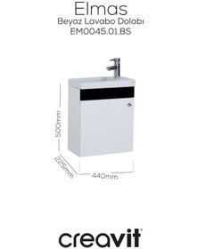 Resim Creavit Elmas Lavabo Dolabı 45 Cm Beyaz-siyah Mat Beyaz 