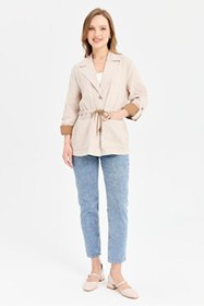 Resim Desen Kadın Ceket 26YDSNKMY24077 - Taş / XL 