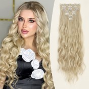 Resim Kadınların Kısa Saçları İçin Uygun, 55.88 cm Uzun Su Dalga Şeklinde Isıya Dayanıklı Fiber Sentetik Saç Yama, Buluşma ve Günlük Kullanım İçin Uygun 