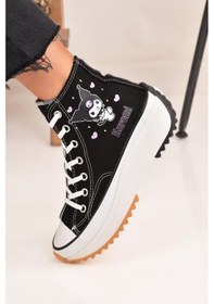 Resim Kuromi Baskılı Siyah Bilekli Spor Ayakkabı Sneakers 001 
