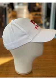 Resim Hamze Türkiye Bayrak Nakışlı Pamuklu Unisex Cap Şapka Beyaz 