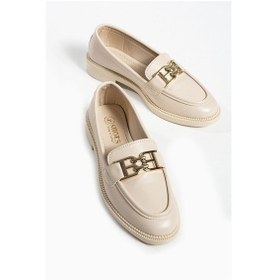 Resim Tegan Kadın Loafer Makosen Casual Toka Detay Günlük Ayakkabı Bej 